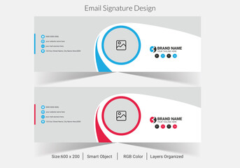 Modern and minimalist email signature or email footer template,Business email signature with an author photo place modern and minimal layout
