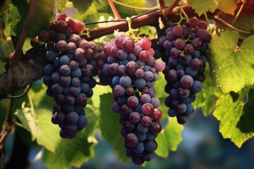 a bunch of grapes detaching from vine in vineyard