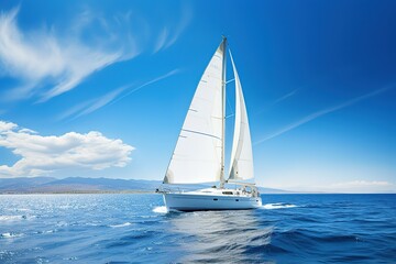 Travel by sea under sail by boat.