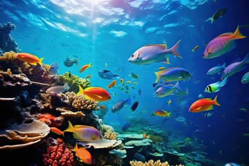 Fototapeta na wymiar Nature under water. The sea or tropical ocean of wildlife.