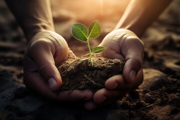 A green plant in caring hands.