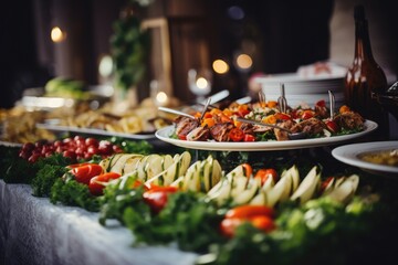 Obraz premium Buffet table full of food in a luxury hotel