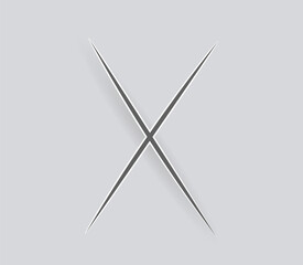 Cut out of white paper. Realistic scratches with shadow in the shape of a cross. Vector illustration.

