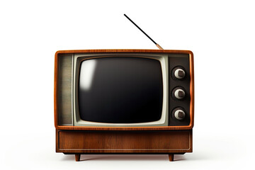 A retro television with a classic design and grooved details, reminiscent of old-fashioned entertainment.