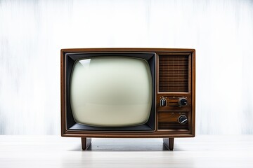 A vintage television set with a classic design, a touch of grunge, and a 70s aesthetic adds character to any room.