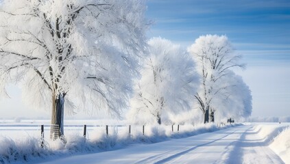 Obraz premium Romantischer Winterabend in der verschneiten Stille