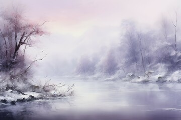 Obraz na płótnie Canvas Mystische Winterlandschaft bei verschneitem Sonnenuntergang