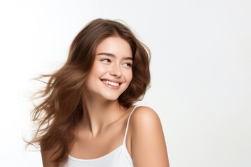 Fototapeta premium Radiant Young Woman Model On A White Background
