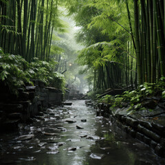  A hidden bamboo forest its slender stalks swaying
