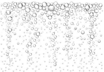 Sparkling bubbles background. Refreshing clear carbonated fizzing drink, bubbly water effect and rising air bubbles in water vector illustration