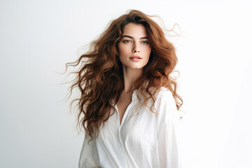 Enchanting Young Woman Model On A White Background . Сoncept Fashion Photography, How To Capture Enchanting Images, Modeling Tips For Beginners, Benefits Of A White Backdrop