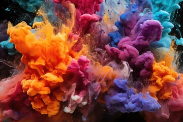 Obraz premium vivid powder dyes erupting and forming a whirlwind of colors