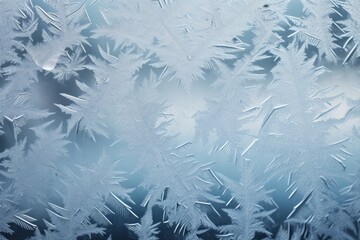 close-up of frost patterns on a cold winter window