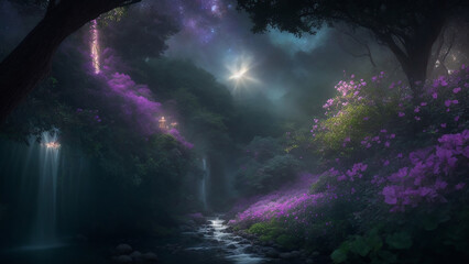 Obraz premium Living in paradise and garden of Eden - AI Generative