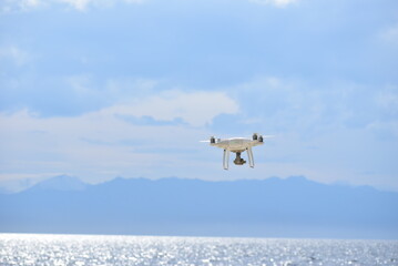 Drone flying in an Island