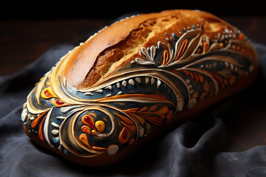 Hand painted bread. Generative ai