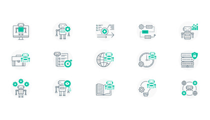 RPA Robotic Process Automation innovation technology, Robotic Technology, Machine, Learning, AI vector icons concepts. 