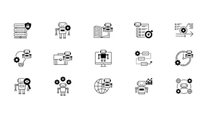 RPA Robotic Process Automation innovation technology, Robotic Technology, Machine, Learning, AI vector icons concepts. 