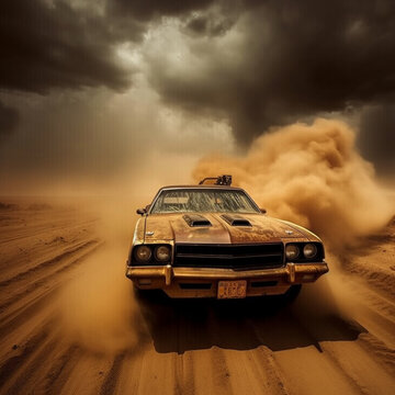 car in the desert version mad max - Generative AI.
