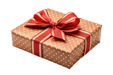 Obraz premium Christmas Valentine present, gift box with red ribbon bow isolated transparent background, PNG, 