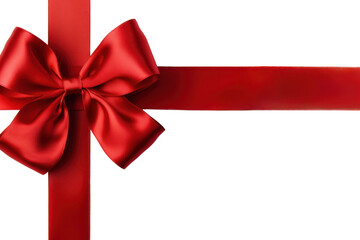 Red ribbon bow isolated transparent background, PNG, Christmas present wrapping