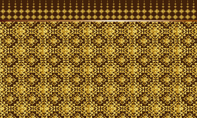 Brown background with luxurious golden Thai pattern.