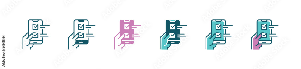 Leinwandbilder Digital mobile task list mark completed icon vector business progress planning checklist clipboard symbol illustration for web and app