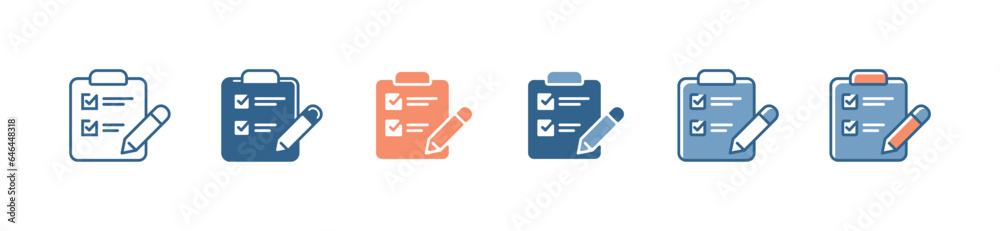 Poster clipboard task list with pencil icon vector business to do list progress management checkmark symbol illustration