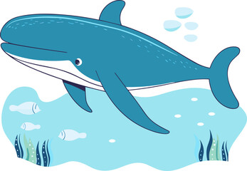 Whale as Sea Animal Floating Underwater Vector