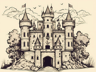 Obraz premium Drawing Of A Castle