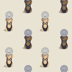 Girls sunbathing on the beach. Vacation background. Seamless pattern. Summer fabric design.