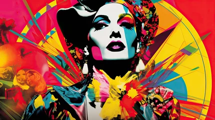 Fashion model pop art collage style in neon color © thesweetsheep