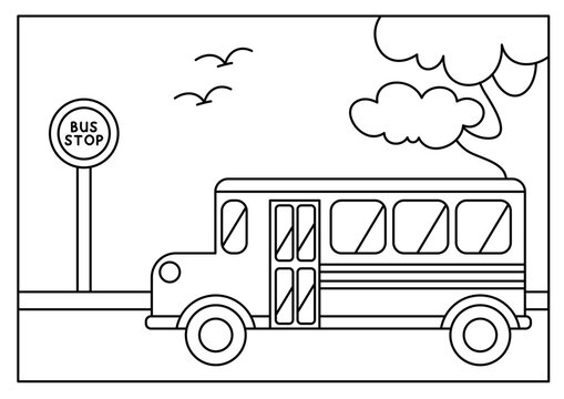 transportation vehicle drawing coloring book page
