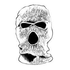 robber criminal mask line sketch. simple monochrome illustration 