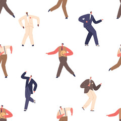 Retro-inspired Seamless Pattern Featuring Stylish Men Dancing, Exuding Vintage Charm And Groove In A Timeless Design