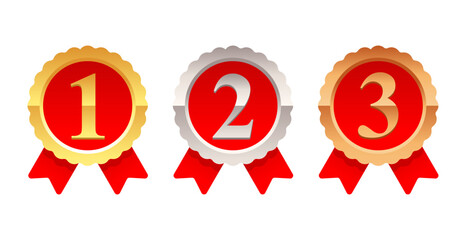 Gold, silver, bronze medals - 1st, 2nd, 3rd places