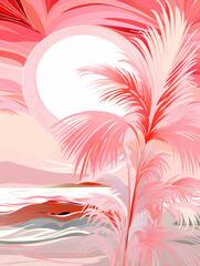 Fototapeta na wymiar Pink And White Palm Tree