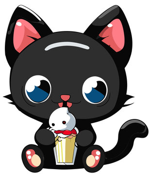 cat Eating Ice Cream cartoon