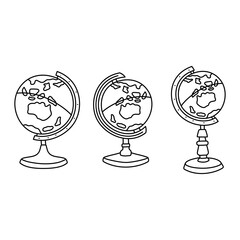School globe icon hand draw line outline
