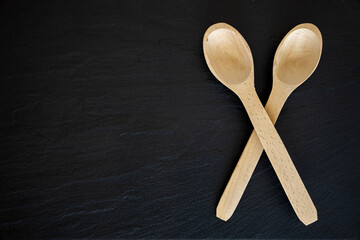 Wooden Spoon on black background