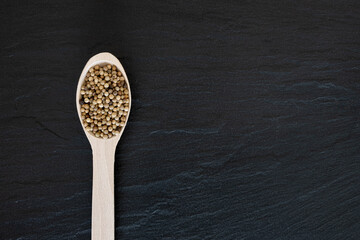 White Pepper on a wooden spoon