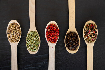 Pepper on a wooden spoon