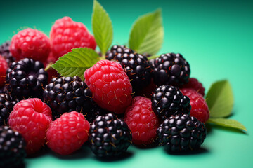 Generative AI picture of a variety tasty fresh summer berries for a healthy smoothie or yogurt