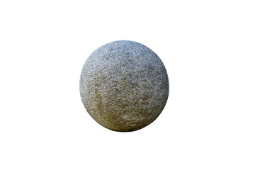A big granite spherical rock stone isolated on white background. Stone for outdoor garden decoration.