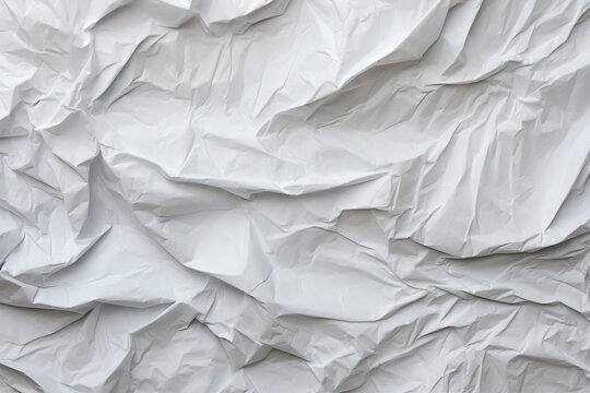 Generative AI white crumpled paper background texture pattern overlay
