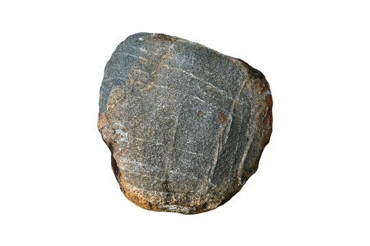 Example of a large diorite rock stone isolated on white background.
