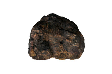 Sample of a large brown Hematite rock stone isolated on white background.