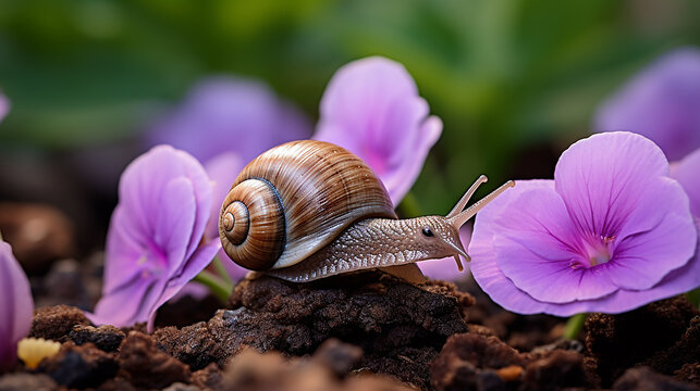 "Graceful Glide - An Escargot Gliding Along a Delicate Flow"

