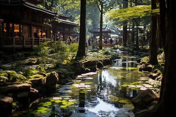 Fototapeta premium A Network of Meandering Pathways Leading Visitors