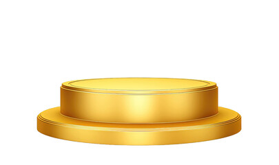 Empty gold round Podium for product display presentation isolated on transparent background. PNG file, cut out